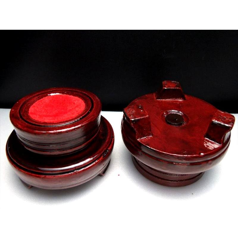 五本爪の双龍 (2匹の龍神) 丸玉 クリスタルガラス製 専用台座