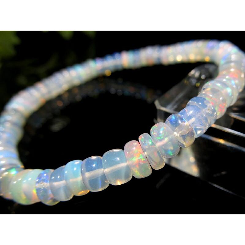 ハイクオリティ プレシャスオパール 蛋白石 ボタン型ブレスレット つるんと丸ボタン型 幅約5mm-5.5mm 幸運を呼び込む エチオピア産 bl- パワーストーン | ブランド登録なし | 02