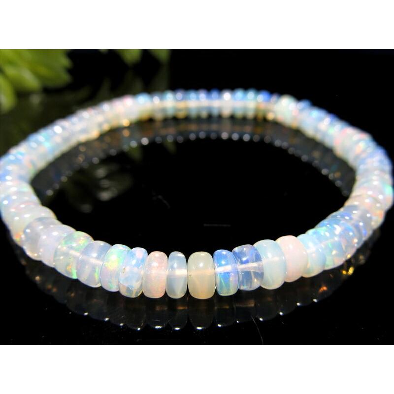 ハイクオリティ プレシャスオパール 蛋白石 ボタン型ブレスレット つるんと丸ボタン型 幅約5mm-5.5mm 幸運を呼び込む エチオピア産 bl- パワーストーン | ブランド登録なし | 03