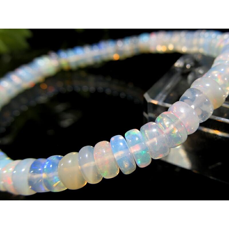 ハイクオリティ プレシャスオパール 蛋白石 ボタン型ブレスレット つるんと丸ボタン型 幅約5mm-5.5mm 幸運を呼び込む エチオピア産 bl- パワーストーン | ブランド登録なし | 06