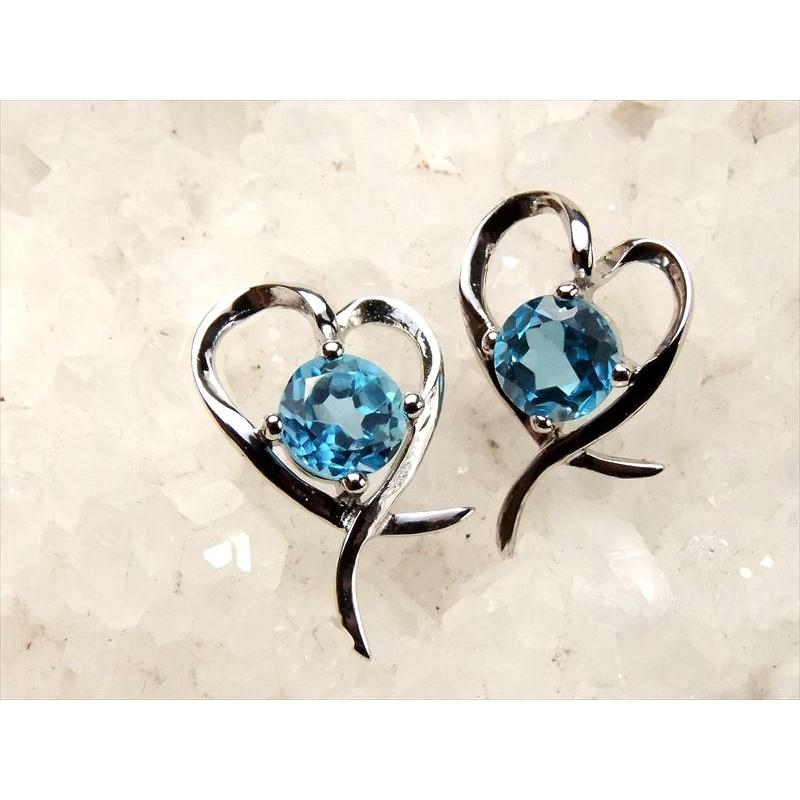 激安宣言 ハート型モチーフ 5A スイスブルートパーズペンダントトップ ラウンドブリリアントカット型 石サイズ 縦約7mm SILVER925 pe-s | ブランド登録なし