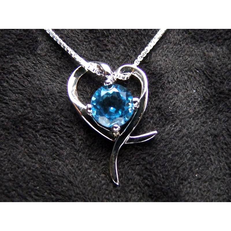 激安宣言 ハート型モチーフ 5A スイスブルートパーズペンダントトップ ラウンドブリリアントカット型 石サイズ 縦約7mm SILVER925 pe-s | ブランド登録なし | 03