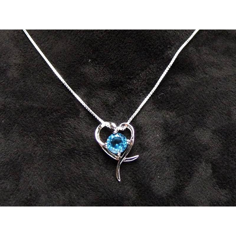 激安宣言 ハート型モチーフ 5A スイスブルートパーズペンダントトップ ラウンドブリリアントカット型 石サイズ 縦約7mm SILVER925 pe-s | ブランド登録なし | 04