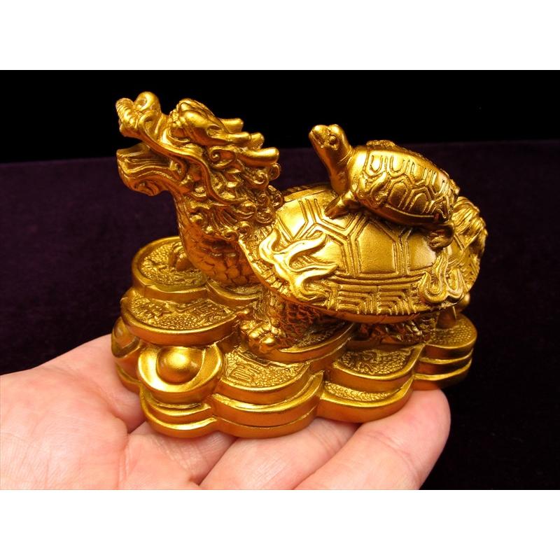 龍亀 ロングイ オブシディアン 天然石製置物 黒曜石 7cm B 財運を