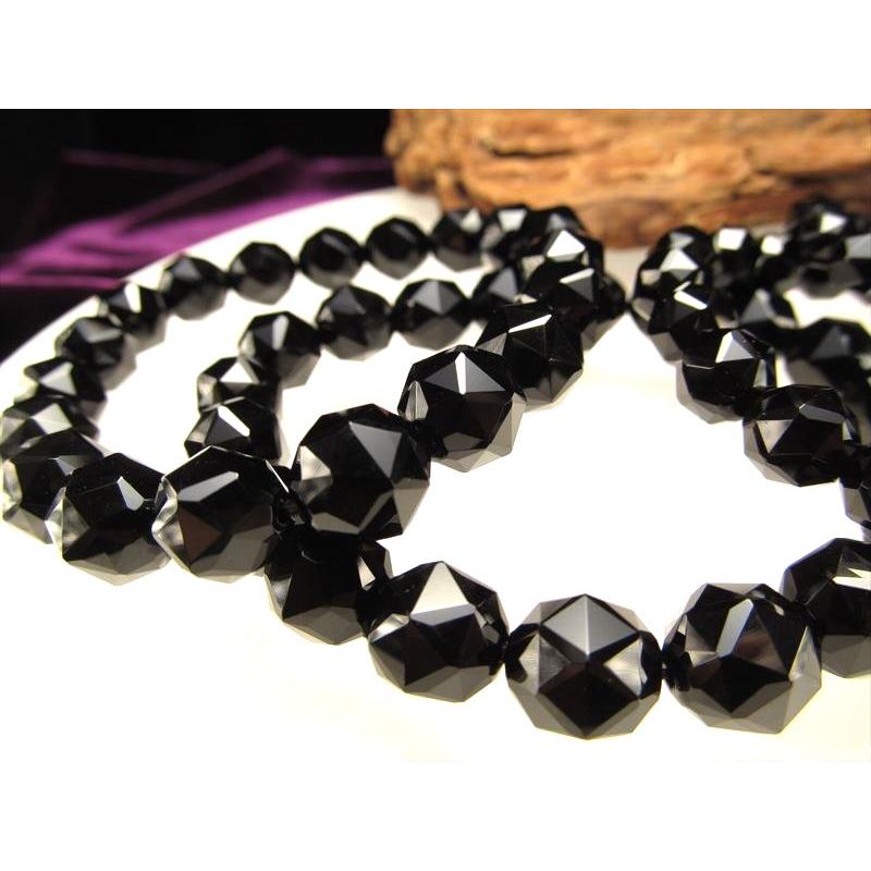 4A 黒水晶 スターカット ブレスレット 約8mm-8.5mm×23珠前後 モリオン お守り 天然石 チベット産 bl-p パワーストーン 天然石 | ブランド登録なし | 04