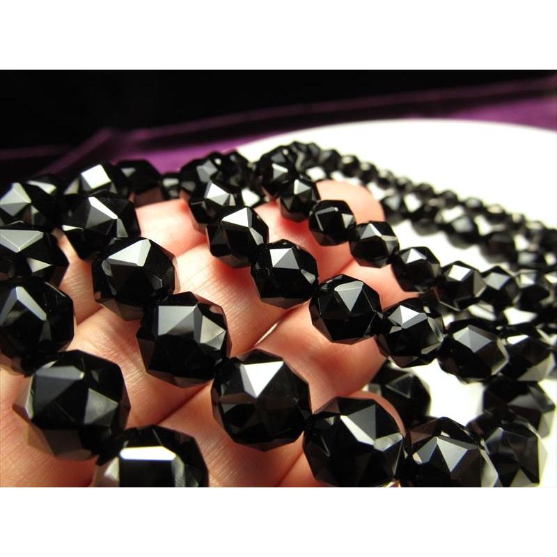 4A 黒水晶 モリオン スターカット ブレスレット 7.5mm-8mm×26珠前後 モリオン お守り 天然石 チベット産 bl-p パワーストーン 天然石 | ブランド登録なし