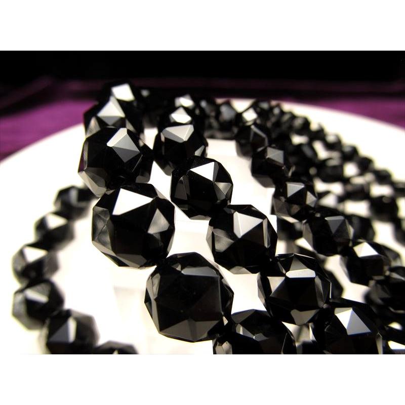 4A 黒水晶 モリオン スターカット ブレスレット 7.5mm-8mm×26珠前後 モリオン お守り 天然石 チベット産 bl-p パワーストーン 天然石 | ブランド登録なし | 03