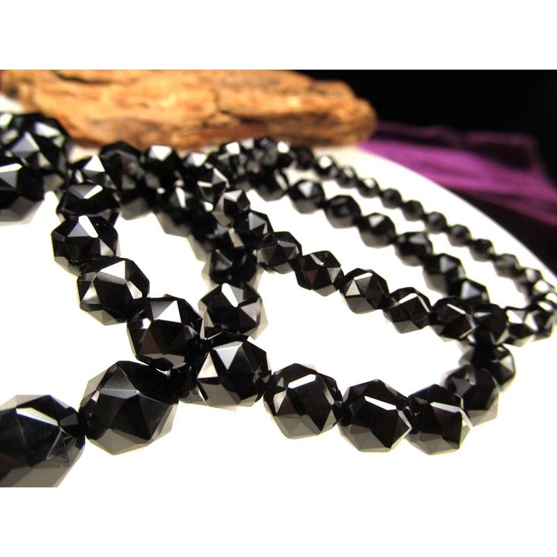 4A 黒水晶 スターカット ブレスレット 約10mm×19珠前後 モリオン お守り 天然石 チベット産 bl-p パワーストーン | ブランド登録なし | 01