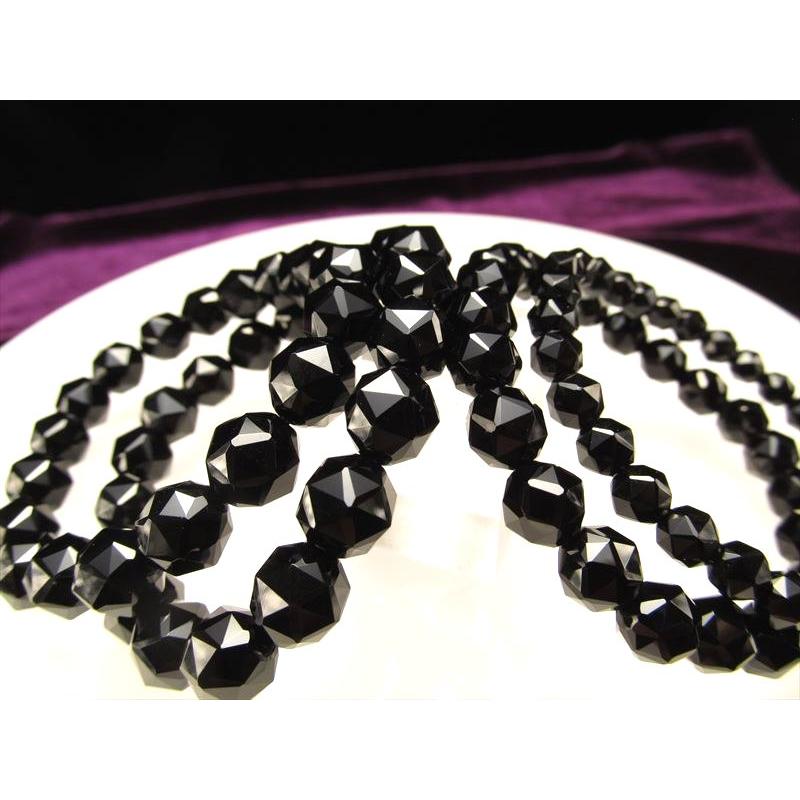 4A 黒水晶 スターカット ブレスレット 約9.5mm-10mm×19珠前後 モリオン お守り 天然石 チベット産 bl-p パワーストーン 天然石 | ブランド登録なし | 02