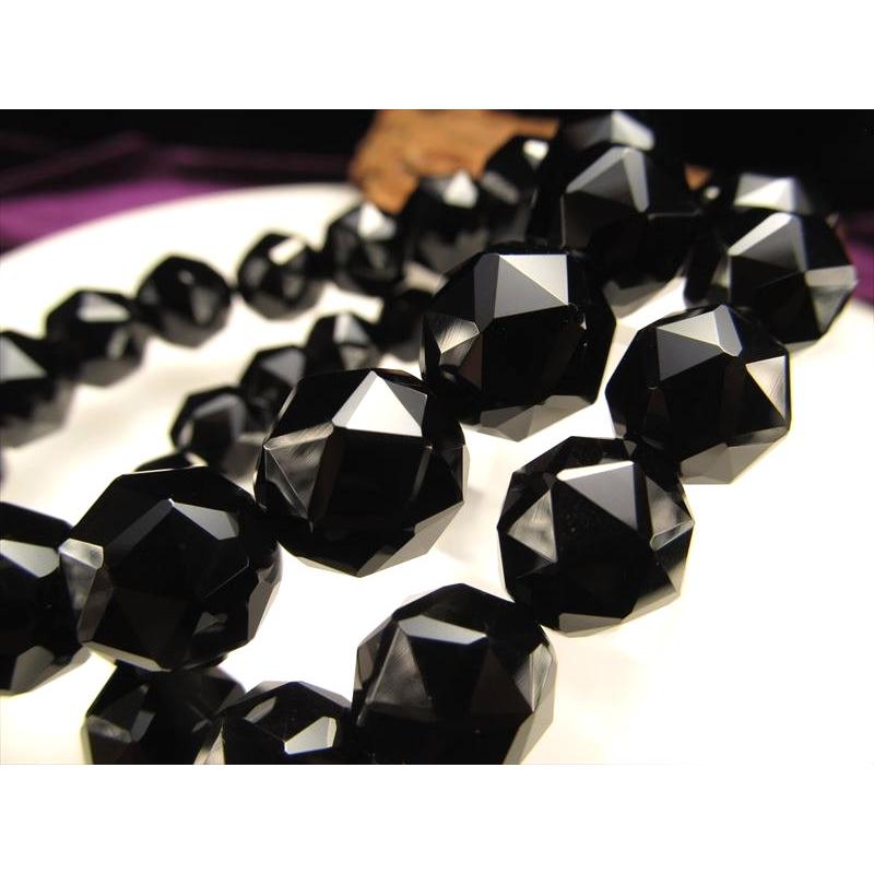4A 黒水晶 スターカット ブレスレット 約12mm前後×17珠前後 モリオン お守り 天然石 チベット産 bl-p パワーストーン 天然石 | ブランド登録なし | 02