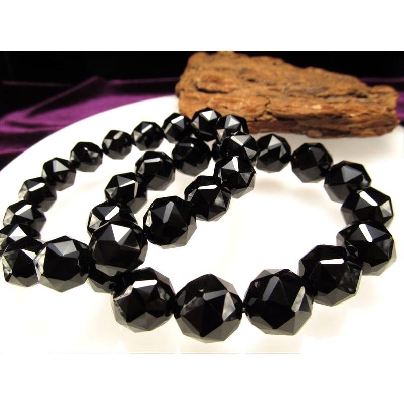 4A 黒水晶 スターカット ブレスレット 約11.5mm-12mm×17珠前後 モリオン お守り 天然石 チベット産 bl-p パワーストーン 天然石 | ブランド登録なし | 05