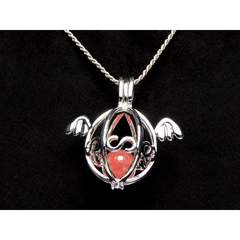 入れ替え可能 天使の羽付 ストーン入れ替えペンダントトップ ケージ型 約16mmまでの天然石が入ります pe-s パワーストーン 天然石 | ブランド登録なし | 03