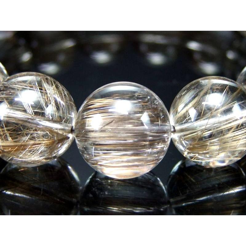 超透明水晶 過去最高品質 S級 シルバー ルチルクォーツ ブレスレット 14mm-14.5mm×15珠 煌き抜群 シルバー針 ビジネスのお守りに 1点もの ブラジル産 bl-p-g | ブランド登録なし