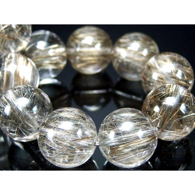 超透明水晶 過去最高品質 S級 シルバー ルチルクォーツ ブレスレット 14mm-14.5mm×15珠 煌き抜群 シルバー針 ビジネスのお守りに 1点もの ブラジル産 bl-p-g | ブランド登録なし | 02