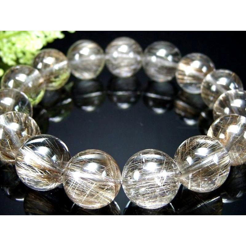 超透明水晶 過去最高品質 S級 シルバー ルチルクォーツ ブレスレット 14mm-14.5mm×15珠 煌き抜群 シルバー針 ビジネスのお守りに 1点もの ブラジル産 bl-p-g | ブランド登録なし | 06