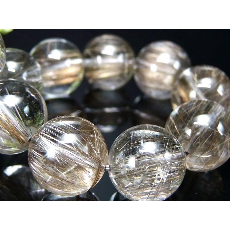 超透明水晶 過去最高品質 S級 シルバー ルチルクォーツ ブレスレット 14mm-14.5mm×15珠 煌き抜群 シルバー針 ビジネスのお守りに 1点もの ブラジル産 bl-p-g | ブランド登録なし | 07