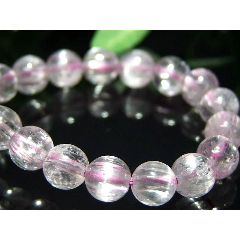 5A キャッツアイ クンツァイト ブレスレット 6.5mm-7mm×28珠 きらりと