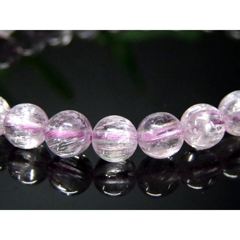 5A キャッツアイ クンツァイト ブレスレット 6.5mm-7mm×28珠 きらりと目を引くキャッツアイ効果 キラキラ反射 リチア輝石 一点物 ブラジル産 bl-p | ブランド登録なし | 03