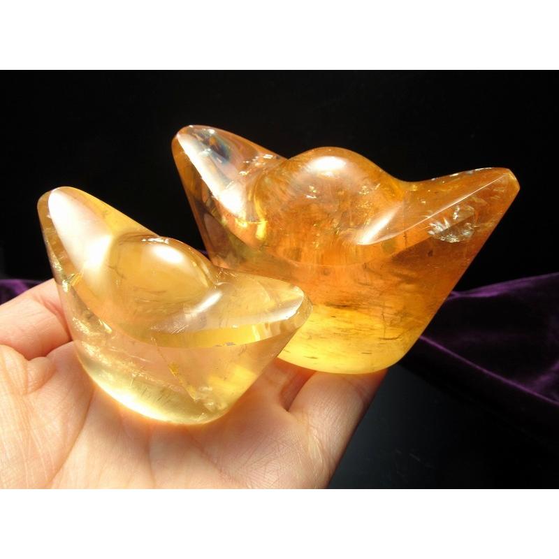 透明元宝置物 ゴールデンカルサイト100g-130g きらきら黄金色 極上超透明 繁栄 成功 希望を表す石 元宝(ゲンポウ 100-130グラムメキシコ産 パワーストーン | ブランド登録なし | 02