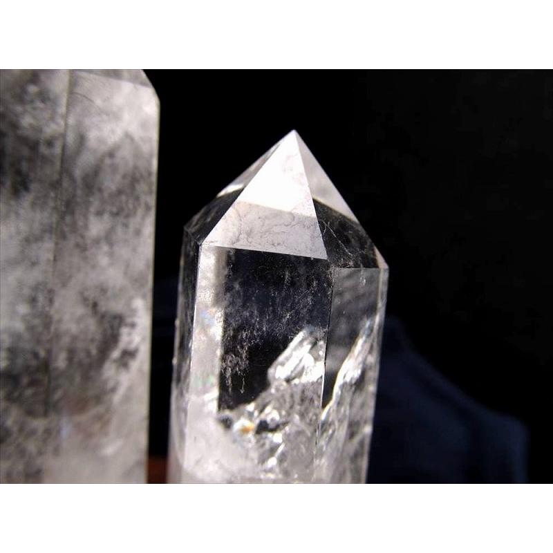 水晶　六角ポイント　ブラジル産　台付き　6本　天然石　クリスタル 天然透明 水晶ポイント 六角柱 80グラム-90グラム 透明感抜群 手ごろな