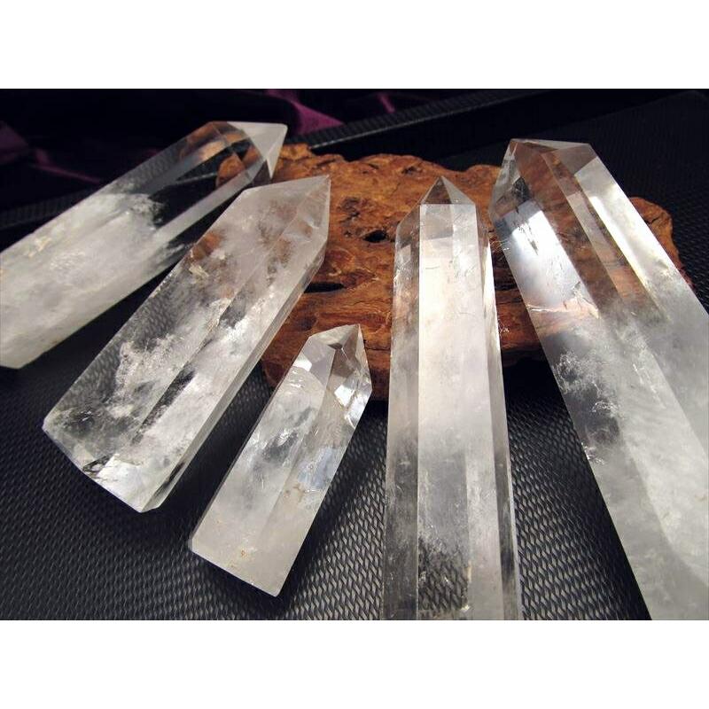 天然透明 水晶ポイント 六角柱 80グラム-90グラム 透明感抜群 手ごろな