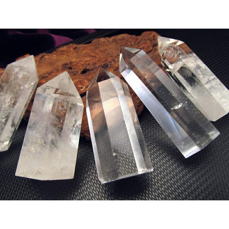 天然透明 水晶ポイント 六角柱 80グラム-90グラム 透明感抜群 手ごろな