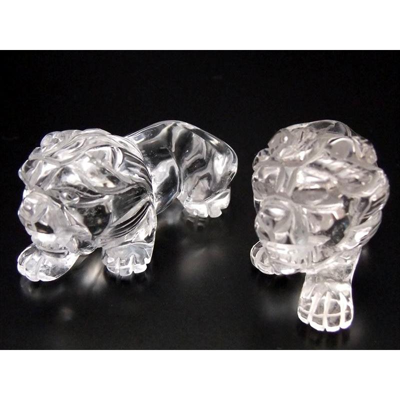新品美品　天然石彫刻 獅子セット 2匹セット ヒマラヤ産天然水晶 獅子 彫り置物 長さ50mm前後 1体