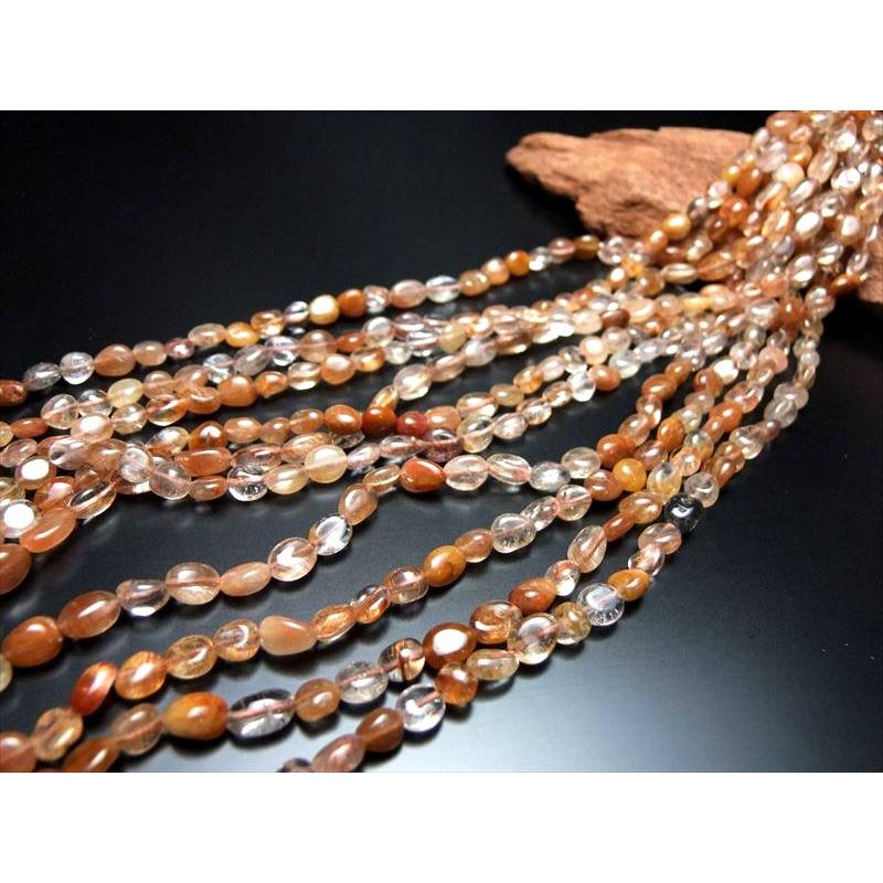 オレンジ&ブラウン系ルチルクォーツ タンブル連 粒サイズ約4mm-8mm 一連 約38-40cm Mサイズ お買い得タンブル 針入り水晶 rn-p パワーストーン 天然石 | ブランド登録なし | 04