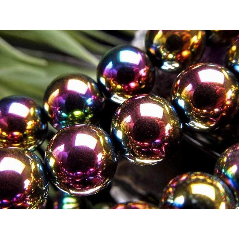 激安宣言 虹色光沢が美しい 約6mm珠 ヘマタイト 赤鉄鉱 レインボー