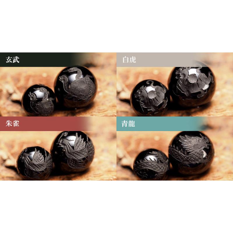 1珠売り 素彫り モリオン(黒水晶)四神彫り 12mm 全4種 手彫り秀逸 tu-p 