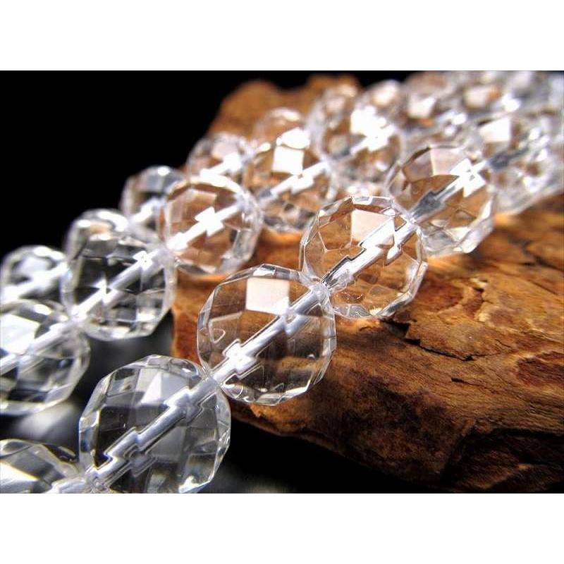 激安宣言 64面カット 約8mm珠 天然水晶 クリスタル 一連 約37-39cm ブラジル産 geki rn-s パワーストーン 天然石 | ブランド登録なし | 01