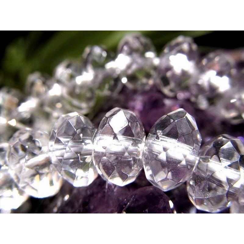 激安宣言 繊細カット 約7.5mm-8mm 天然水晶ボタンカット クリスタル 一連 約37-39cm ロンデル 厚めの繊細カット入りソロバン型ボタン ブラジル産 geki rn-s | ブランド登録なし