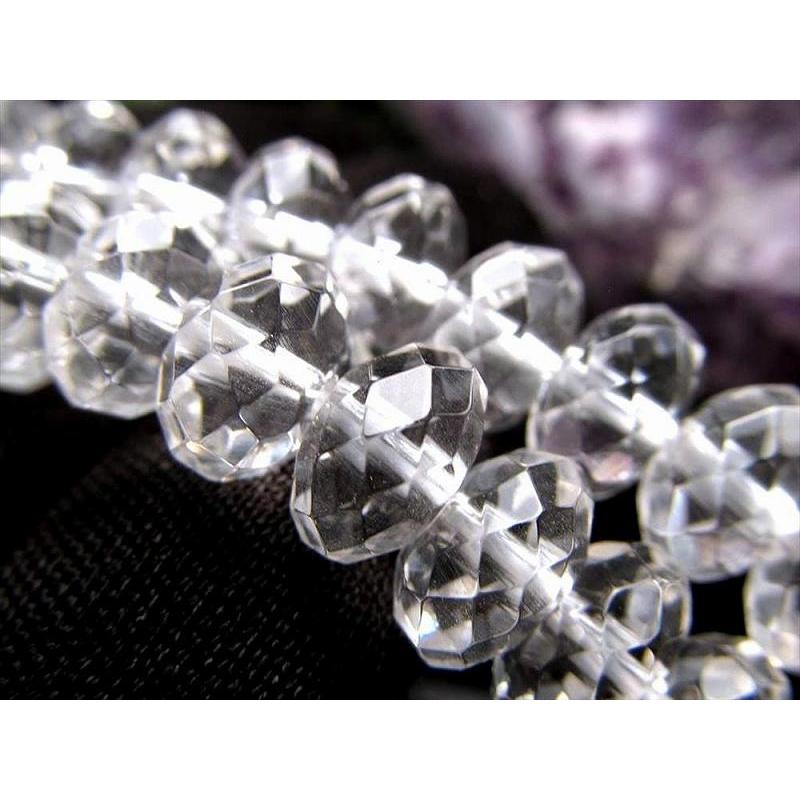 激安宣言 繊細カット 約7.5mm-8mm 天然水晶ボタンカット クリスタル 一連 約37-39cm ロンデル 厚めの繊細カット入りソロバン型ボタン ブラジル産 geki rn-s | ブランド登録なし | 02