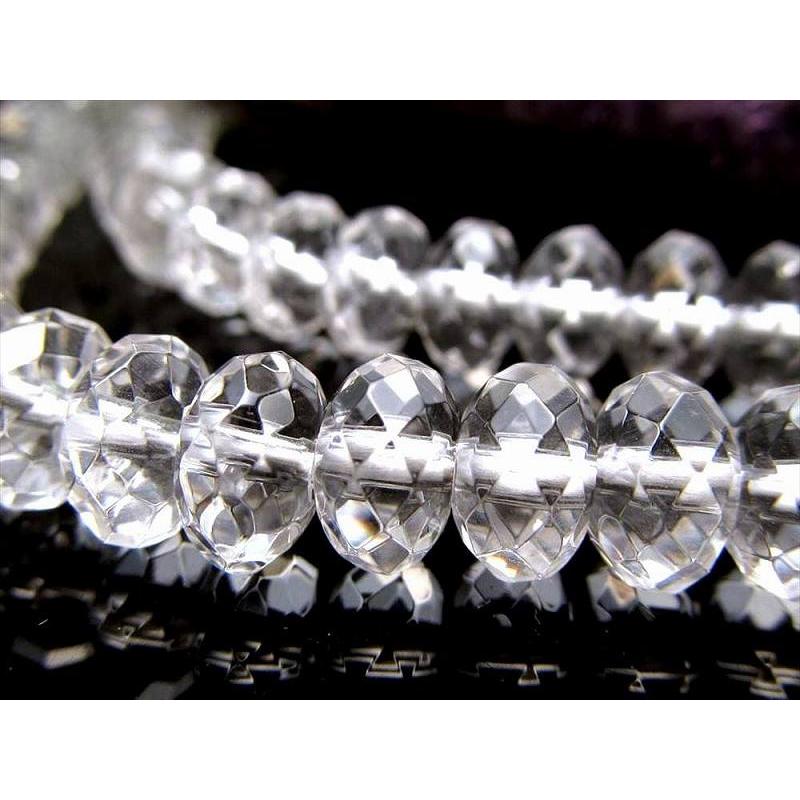 激安宣言 繊細カット 約7.5mm-8mm 天然水晶ボタンカット クリスタル 一連 約37-39cm ロンデル 厚めの繊細カット入りソロバン型ボタン ブラジル産 geki rn-s | ブランド登録なし | 04