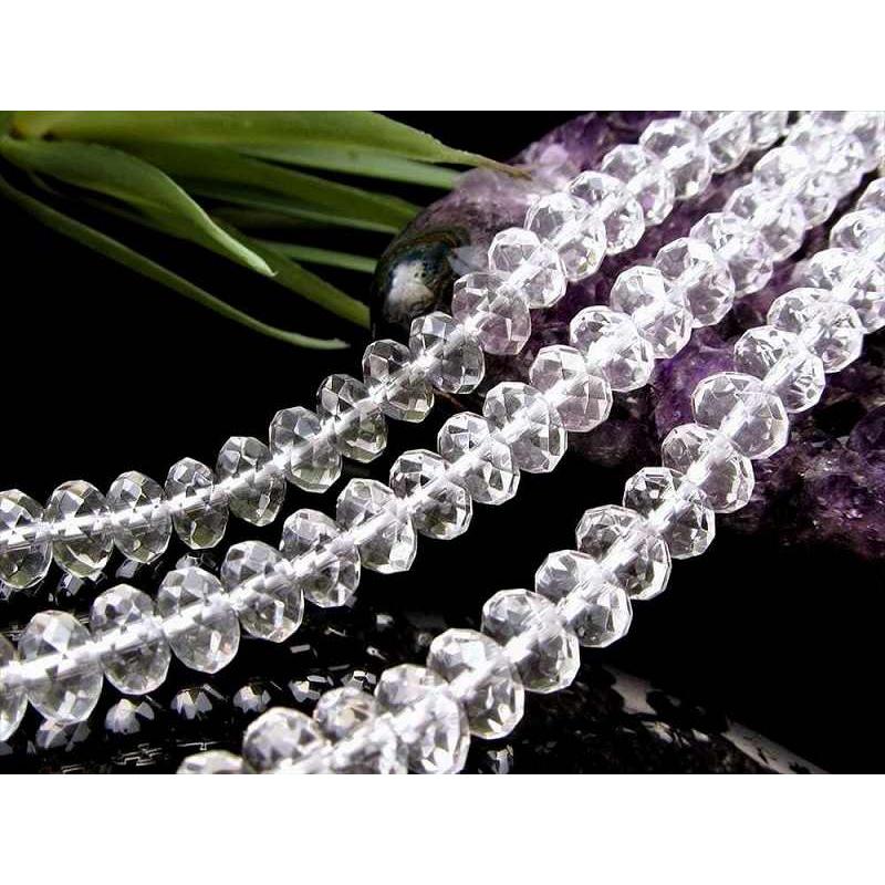 激安宣言 繊細カット 約7.5mm-8mm 天然水晶ボタンカット クリスタル 一連 約37-39cm ロンデル 厚めの繊細カット入りソロバン型ボタン ブラジル産 geki rn-s | ブランド登録なし | 05