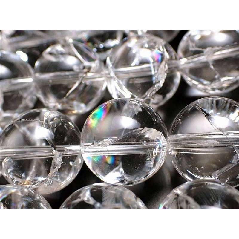 AAA 透明天然水晶使 8mm-8.5mm珠 アイリスクォーツ クラック入り水晶