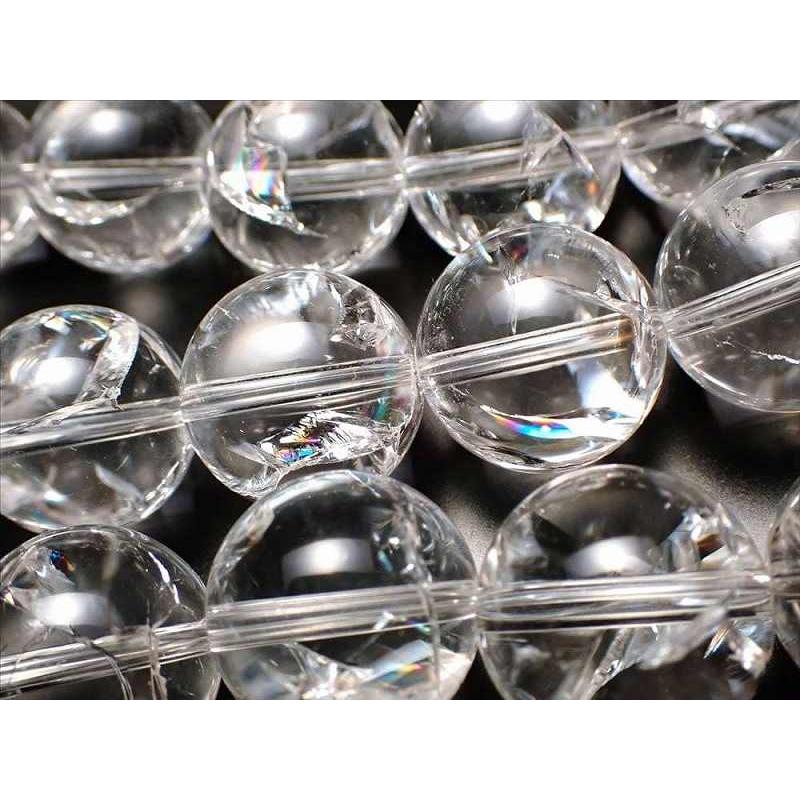 AAA 極上 透明天然水晶使用 10mm-10.5mm珠 アイリスクォーツ クラック