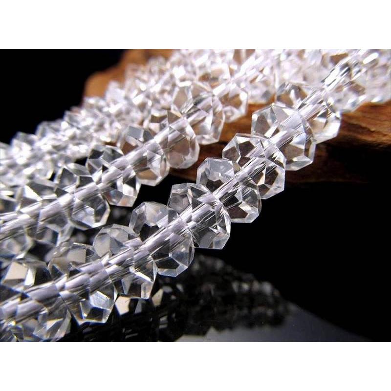 激安宣言 キラキラカット 約4mm-4.5mm 厚み 約2mm 天然水晶ボタンカット クリスタル 一連 約37-39cm ロンデル ブラジル産 geki rn-s パワーストーン 天然石 | ブランド登録なし | 02