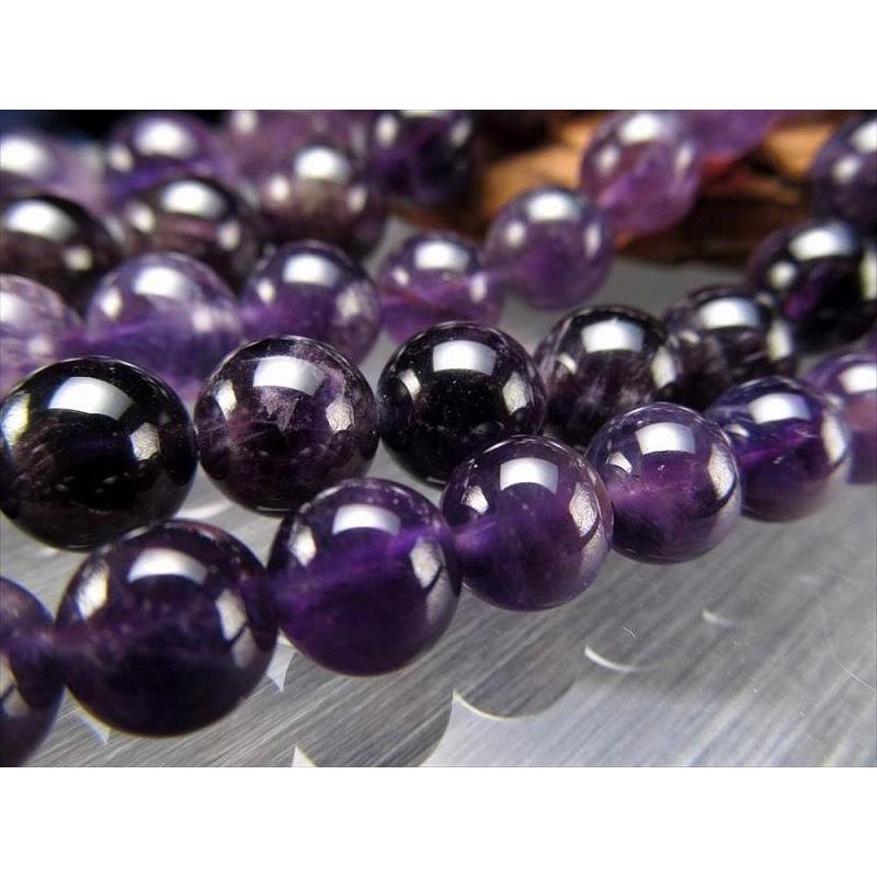 激安宣言 約10mm珠 濃アメジスト 一連 約37-39cm 2月の誕生石 ブラジル産 geki rn-s パワーストーン 天然石 | ブランド登録なし | 02