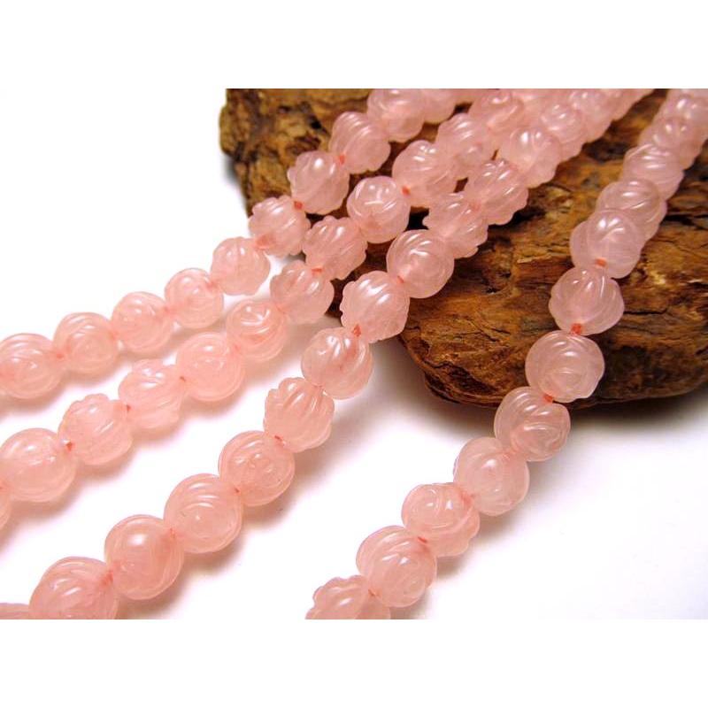薔薇カット 8mm珠 ローズクォーツ 紅水晶 一連 約38-40cm 薔薇彫 ブラジル産 rn-p パワーストーン 天然石 | ブランド登録なし | 02