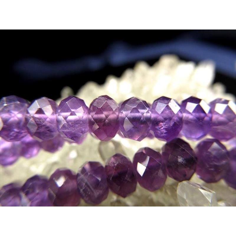 約5.5mm珠 アメジスト キラキラボタンカット 一連 約38cm-40cm 紫水晶