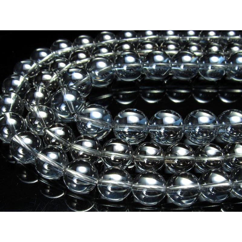 激安宣言 約8mm珠 シルバーオーラ 一連 約37-39cm 天然石 丸玉 ビーズ 蒸着水晶 ブラジル産 パワーストーン 天然石 | ブランド登録なし | 01