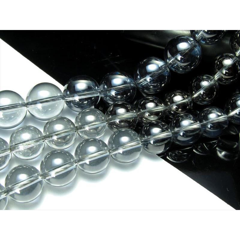 激安宣言 約8mm珠 シルバーオーラ 一連 約37-39cm 天然石 丸玉 ビーズ 蒸着水晶 ブラジル産 パワーストーン 天然石 | ブランド登録なし | 02