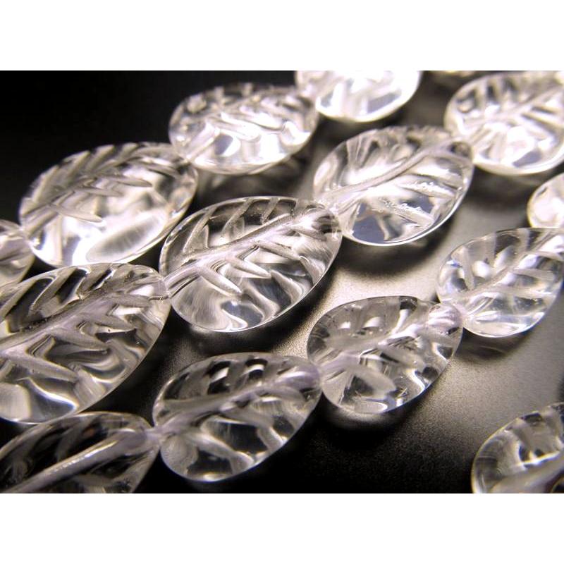 葉っぱ型 縦約11mm 天然水晶 クリスタル 一連 約38-40cm リーフカット ブラジル産 rn-p | ブランド登録なし | 01