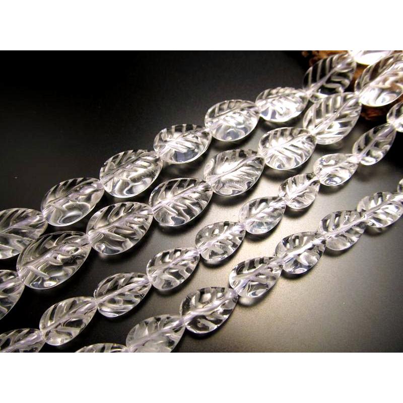葉っぱ型 縦約11mm 天然水晶 クリスタル 一連 約38-40cm リーフカット ブラジル産 rn-p | ブランド登録なし | 02