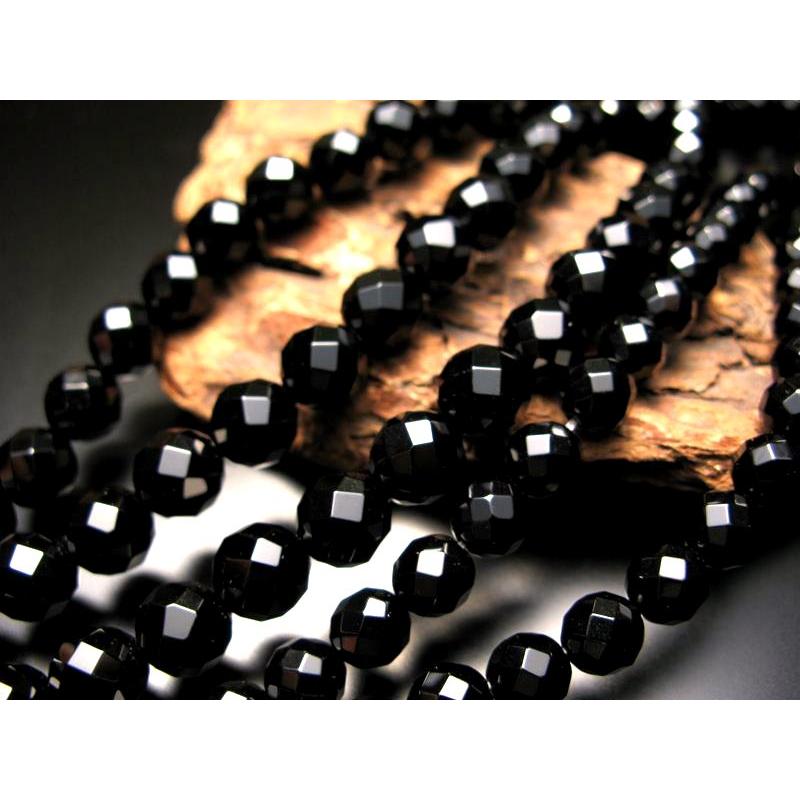 激安宣言 カット 約8mm珠64面カット ブラックオニキスカット 一連 約37-39cm 極上 天然石 ビーズ パワーストーン 黒瑪瑙 ブラジル産 geki rn-s | ブランド登録なし | 02