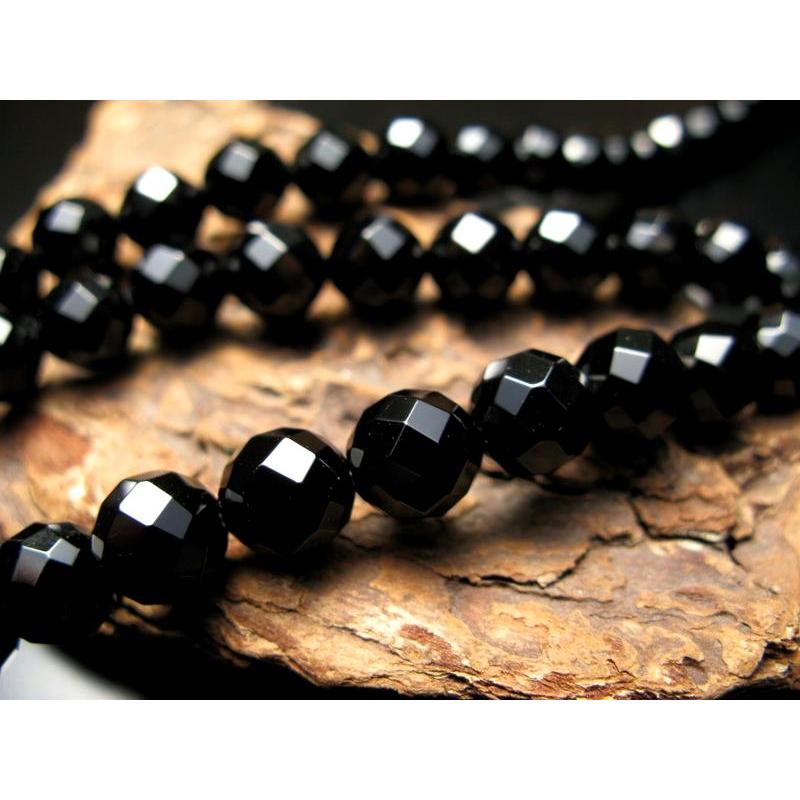激安宣言 カット 約10mm珠64面カット ブラックオニキスカット 一連 約37-39cm 極上 天然石 ビーズ パワーストーン 黒瑪瑙 ブラジル産 geki rn-s | ブランド登録なし