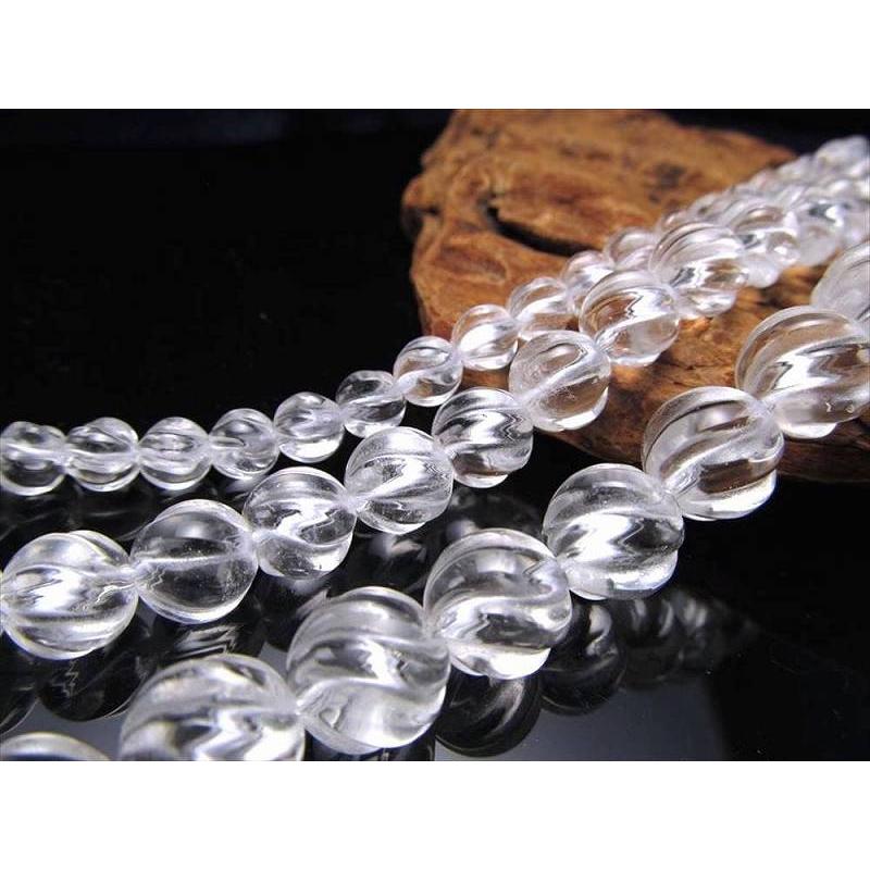 激安宣言 波カット 約6mm珠 天然水晶(クリスタル) 一連 約38-40cm  