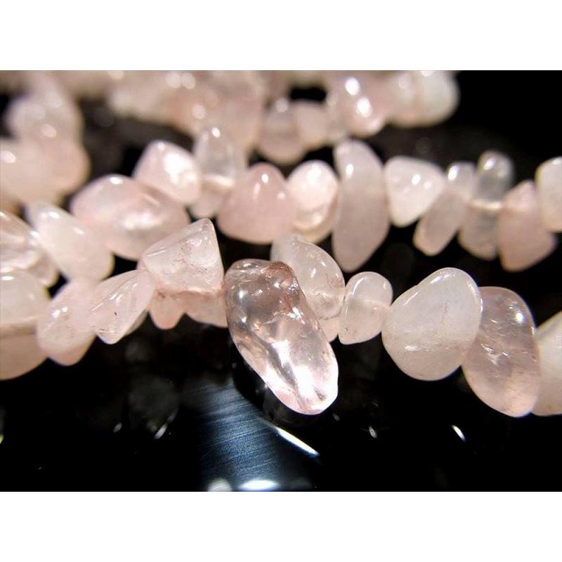 透明ローズクォーツ さざれ 連 約5mm-13mm 一連 約76-78cm ネックレス  