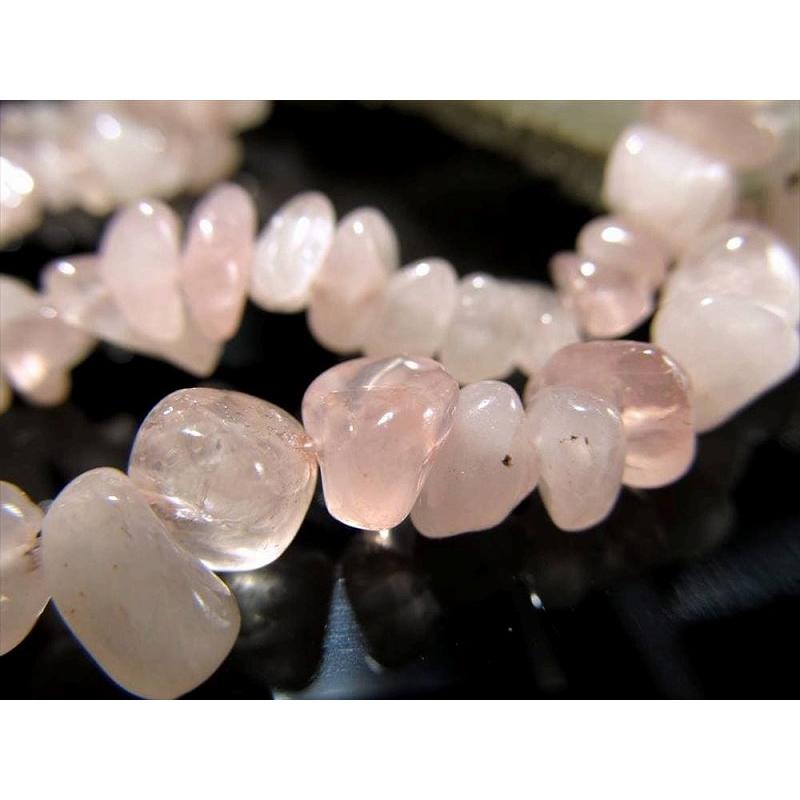 透明ローズクォーツ さざれ 連 約5mm-13mm 一連 約76-78cm ネックレス
